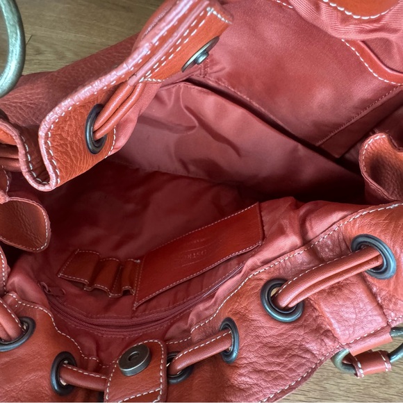 Nordstrom Genuine Leather Tassel Shoulder Bag Tote Boho Burnt Orange